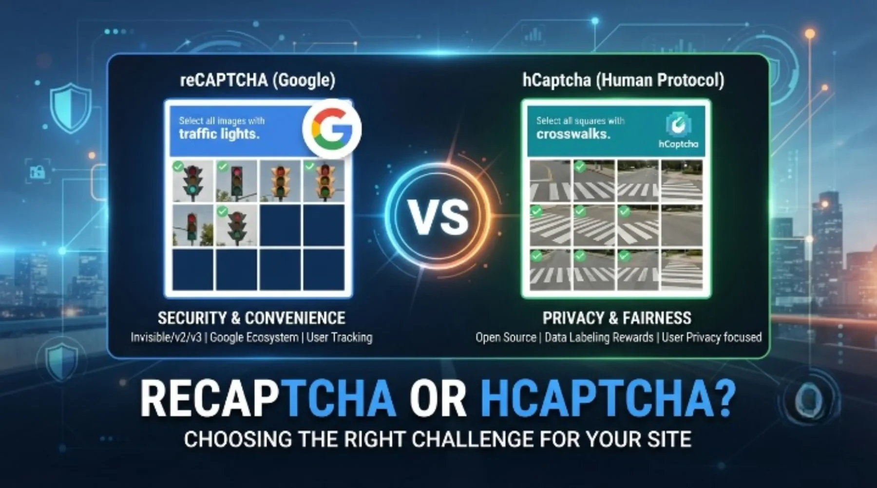 reCAPTCHA vs hCaptcha comparison graphic